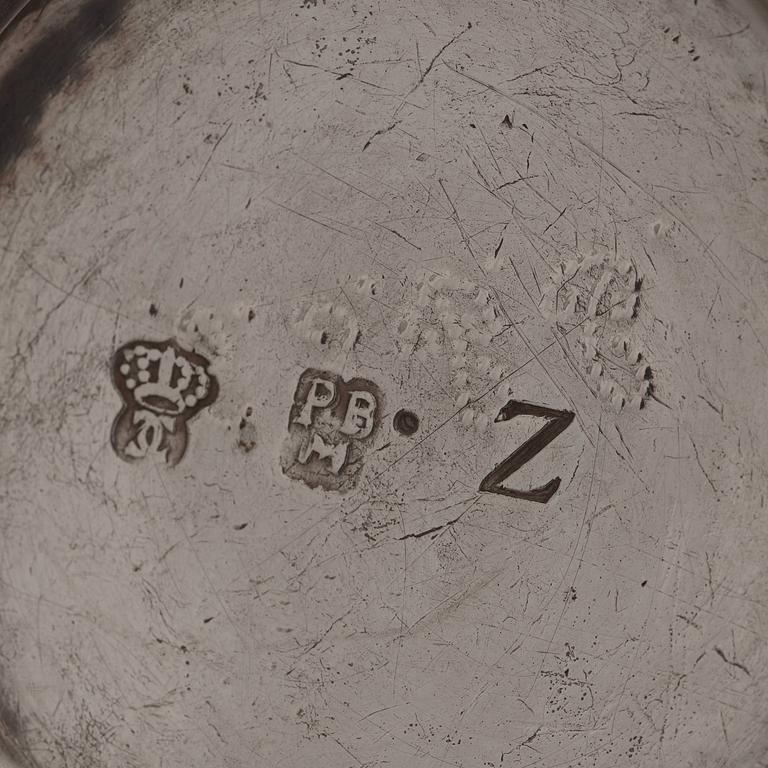 Peter Biörkman, brännvinsskål, silver, Karlskrona 1748.