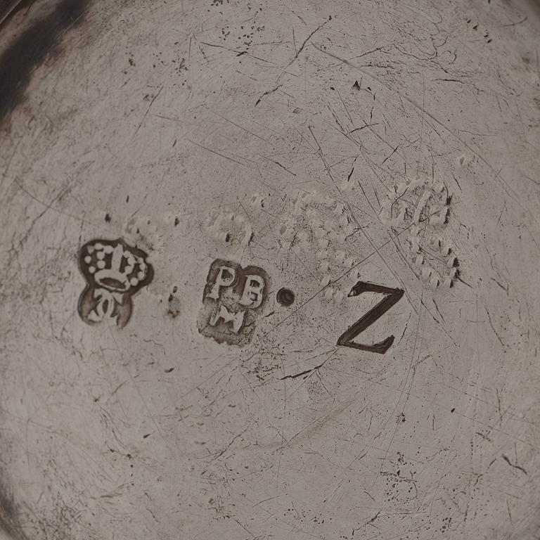 A Swedish 18th century silver brandy-bowl, mark of Peter Biörkman, Karlskrona 1748.