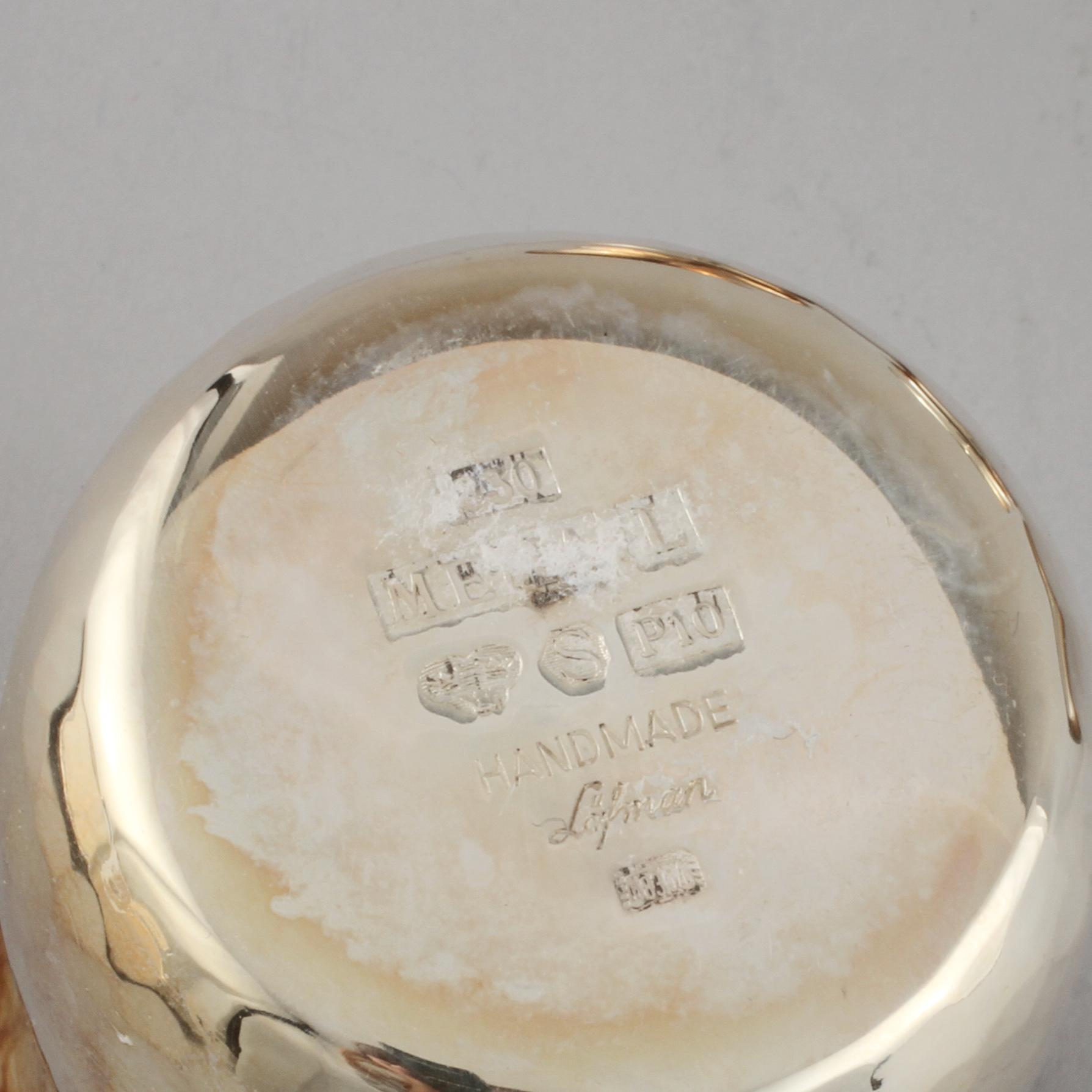 PUNSCHMUGGAR, 6 st, silver, Löfman, MEMA, Linköping, 1989. Vikt 335 g.