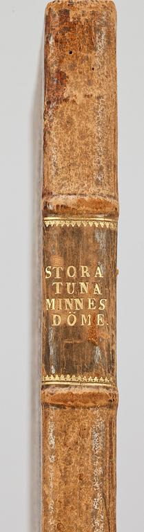 BOK, "Stora tuna i Dahlom och Bergom.." av Magnus Abraham Sahlstedt, Stockholm 1743.