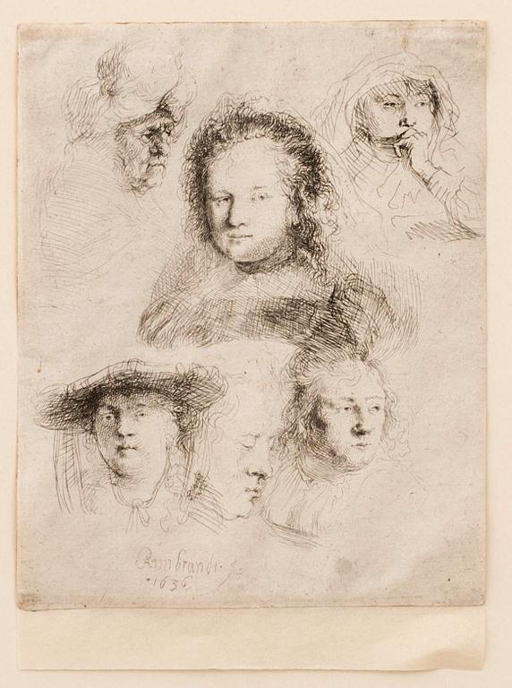 ETSNING REMBRANDT 1636, senare avdrag, troligen 1700-tal (Basan).