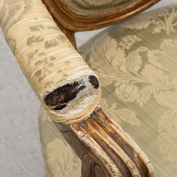 A pair of Gustavian style armchairs, 19th century.