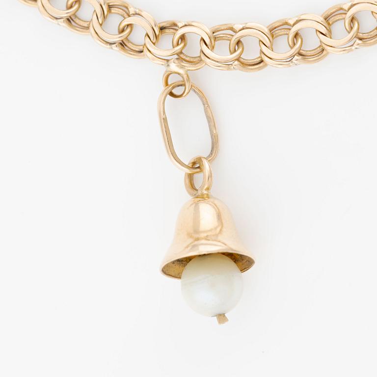 Armband, 18K guld med berlocker.