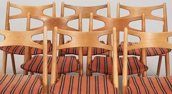 A set of eight Hans J Wegner oak chairs by Carl Hansen & Son, Denmark 1950's-60's.