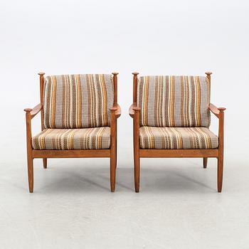 Armchairs, a pair, likely from Denmark, 1960s.