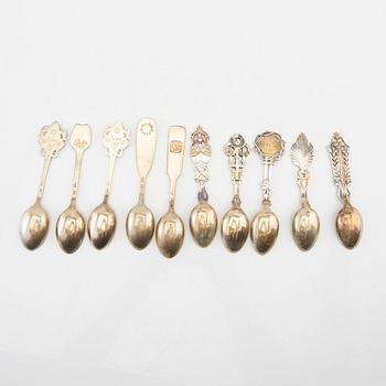 Anton Michelsen, anniversary spoons 10 pcs sterling silver for Georg Jensen, Denmark, second half of the 20th century.