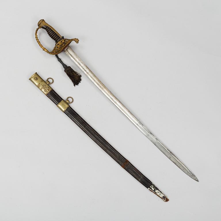 A French Navy officer's sword 1837 pattern with scabbard.