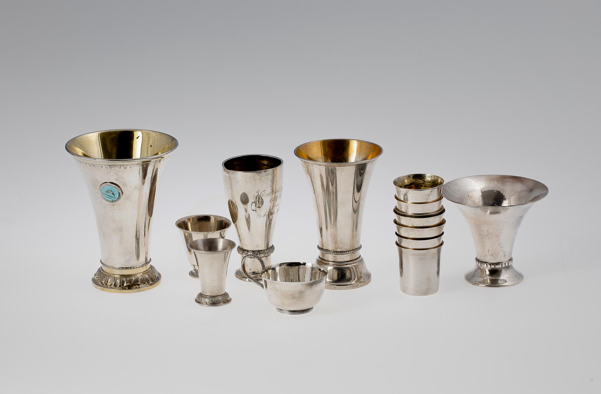 PARTI SILVER, 14 delar, 1900-tal.  Bl a GAB Stockholm 1938.