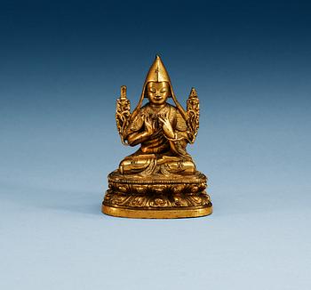 1294. A gilt-bronze seated figure of a Lama, presumably Second Khalka Jetsun Dampa, Mongolia, presumably 18th Century.