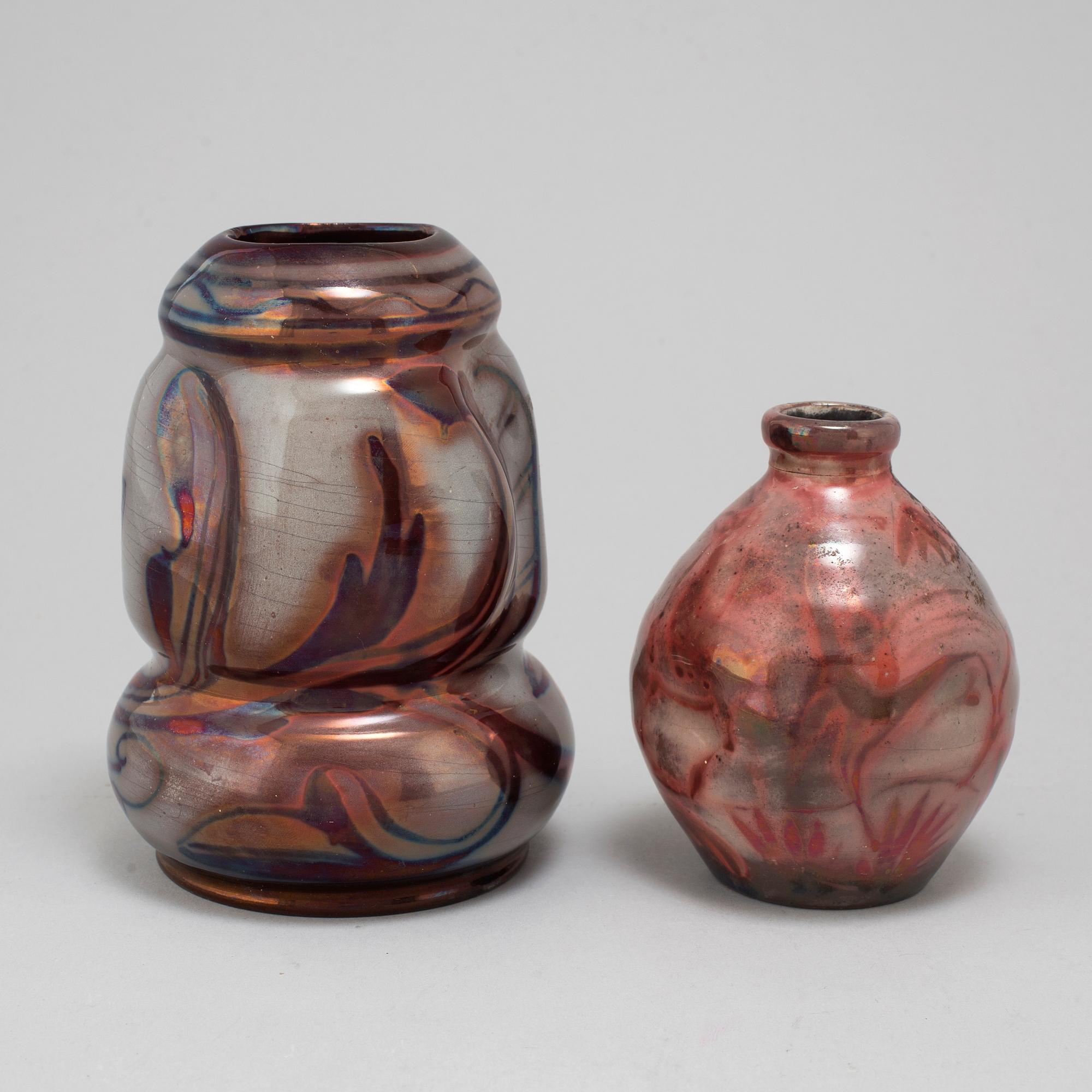 ALLAN EBELING, two earthenware vases, Gefle, first half of the 20th century.
