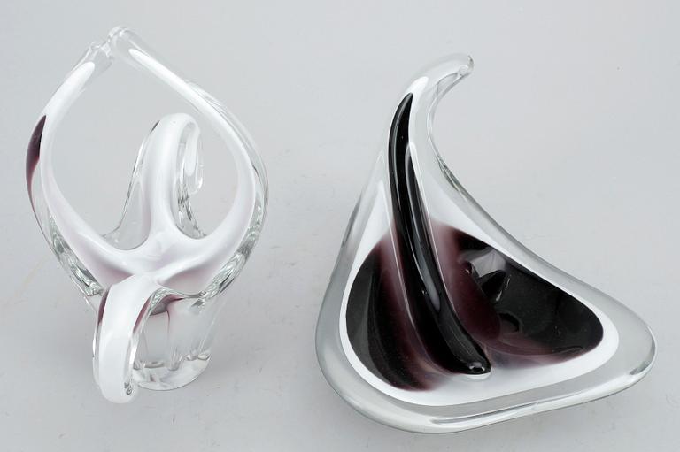 VAS samt SKÅL, glas, "Coquille",  Paul Kedelv, Flygsfors, 1950-tal.