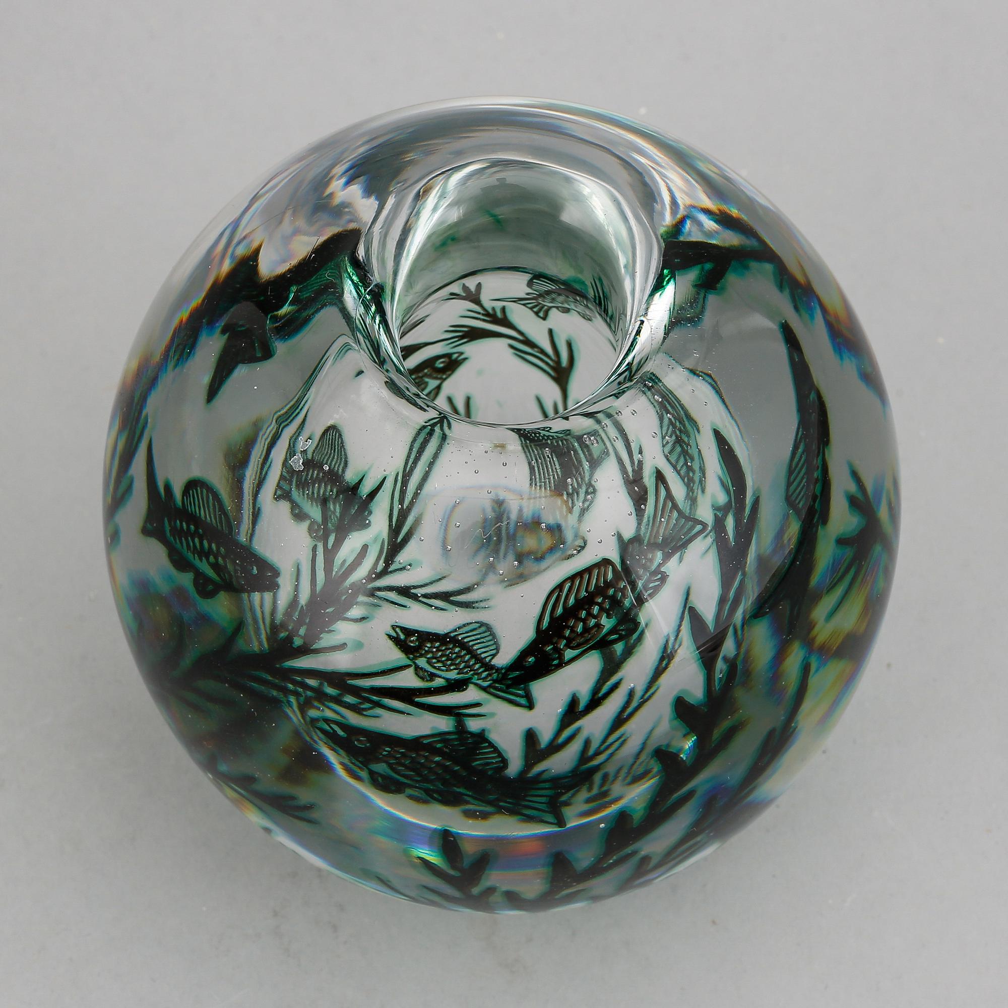 Edward Hald, a signed glass vase, Orrefors.