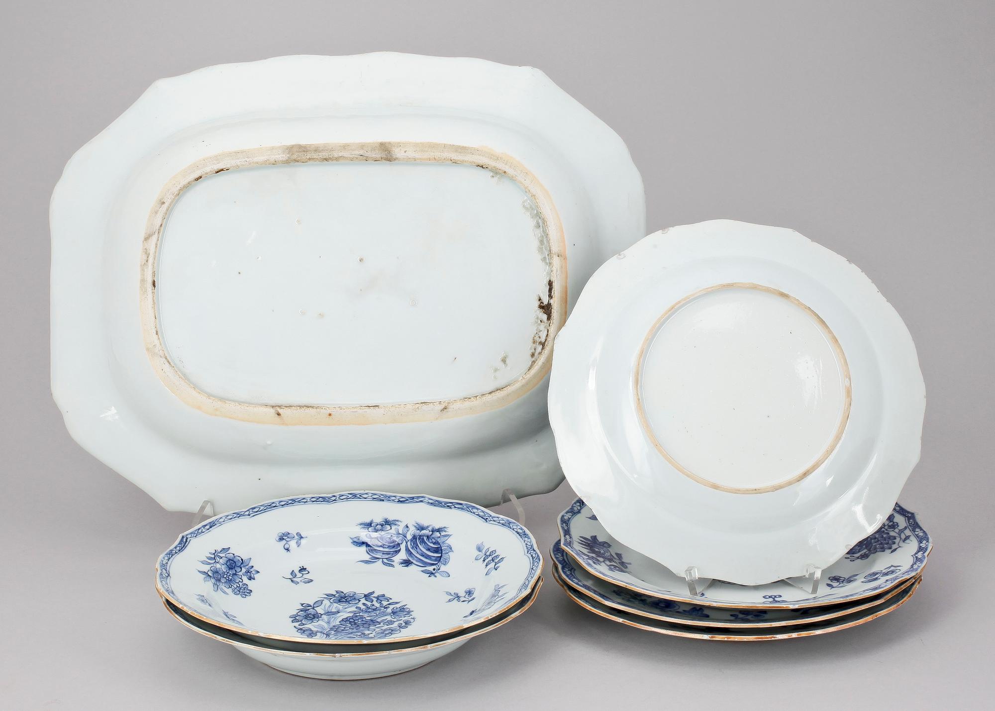 SERVISDELAR, 7 st, porslin, Qianlong, Kina 1700-tal.