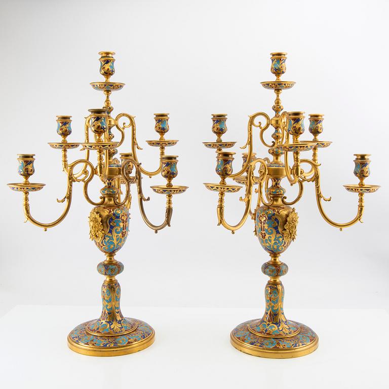 Candelabras, one pair from the first half of the 20th century.