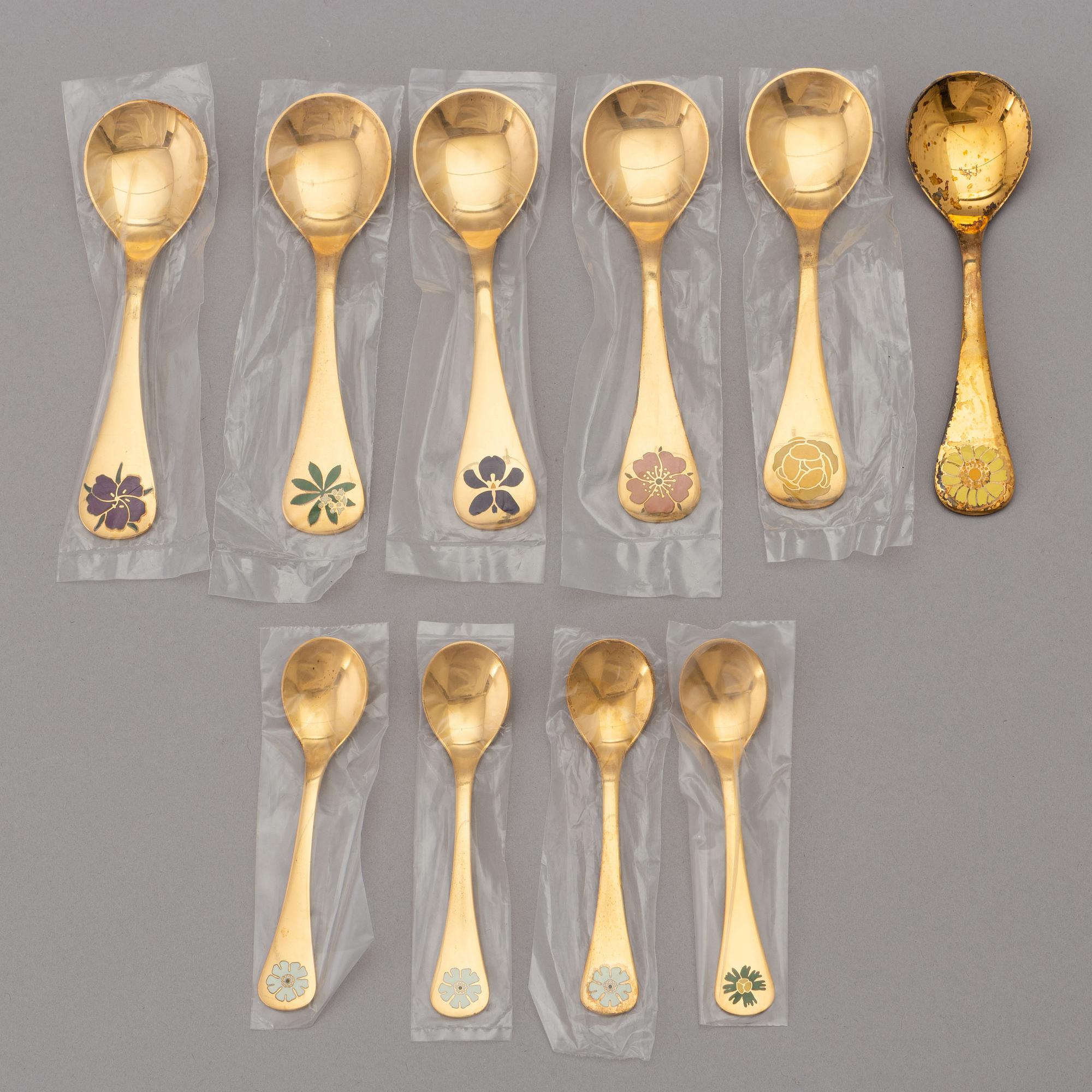 Georg Jensen, a 25-piece annual guilded silver cutlery, Denmark, 1973 - 1987.