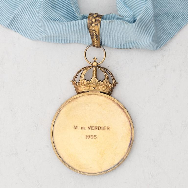 Carl XVI Gustav, H.M. Konungens medalj, 12:e storleken, förgyllt finsilver, med Serfimerordens band. 1994.