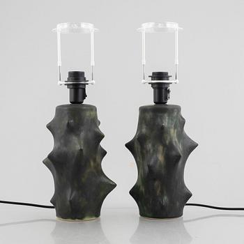 Knud Basse, a pair of  "Rosentorn" table lamps, Michael Andersen & Son, Denmark.