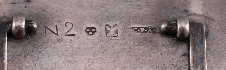 SKRIN, gröntonad alrot, Anders Jacob Rosendahl, Arboga (1762-1836), silverbeslag stämplade 1795.