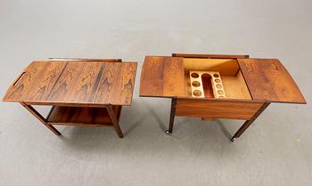 Bar trolley and side table, Jakaranda, Erik Gustavsson's Furniture Factory, 1960s.