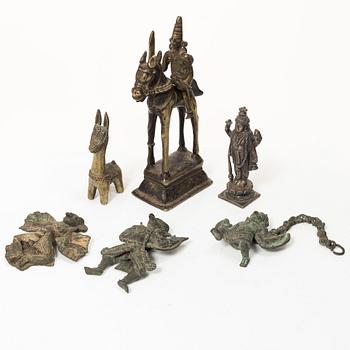 A group of six Indian metal figures, 20th century.