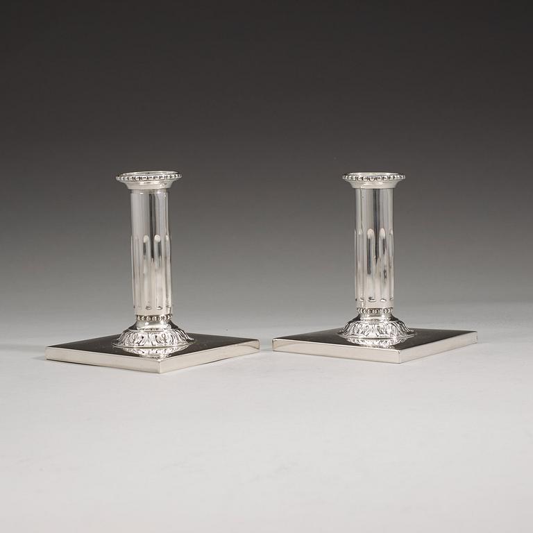 A pair of 18th century silver candlesticks, Lars Boye, Stockholm 1778.