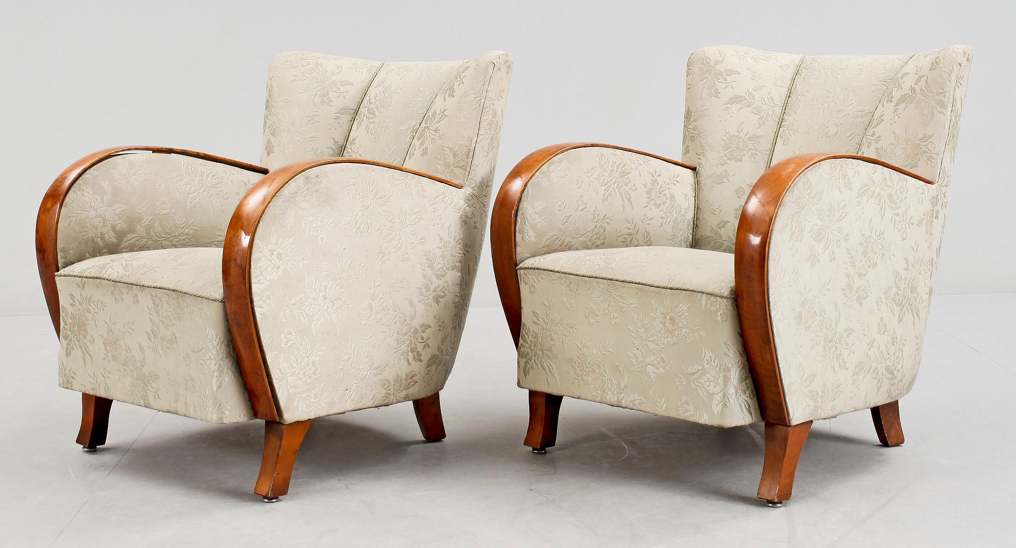 FÅTÖLJER, ett par, Art deco, 1900-talets första hälft.