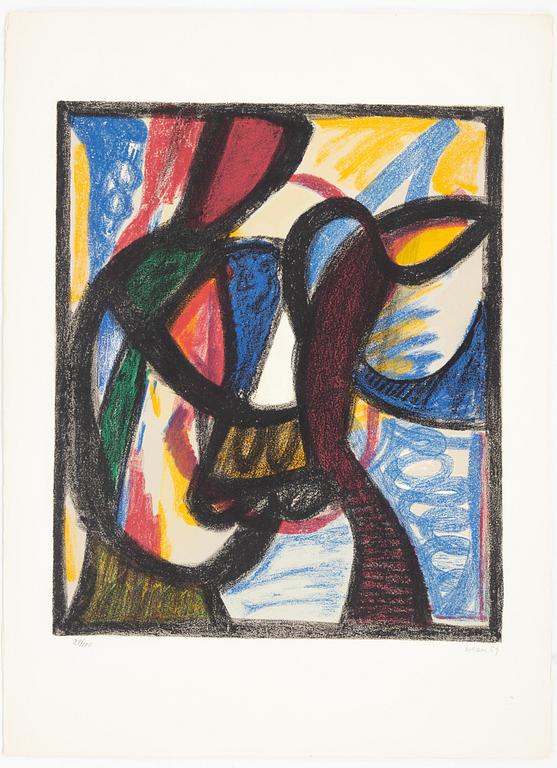 Jean-Michel Atlan, color lithograph, signed and dated -59, numbered 21/100.