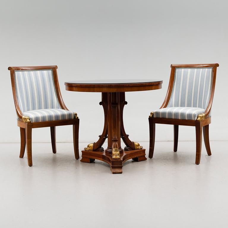 BORD SAMT STOLAR 1 par, empirestil, 1900-talets första hälft.