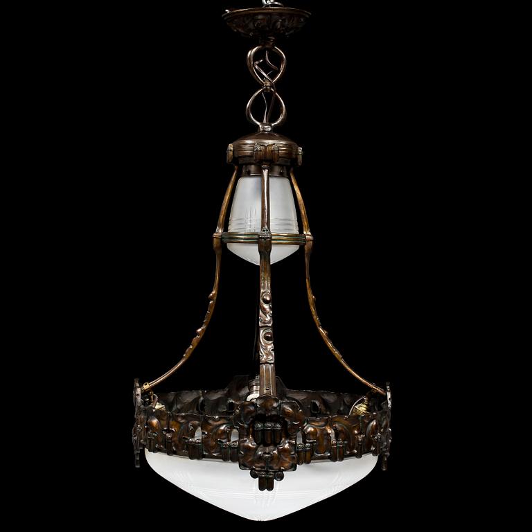 TAKLAMPA, sannolikt Böhlmarks Lampfabrik, jugend, 1910/20-tal. H 90.