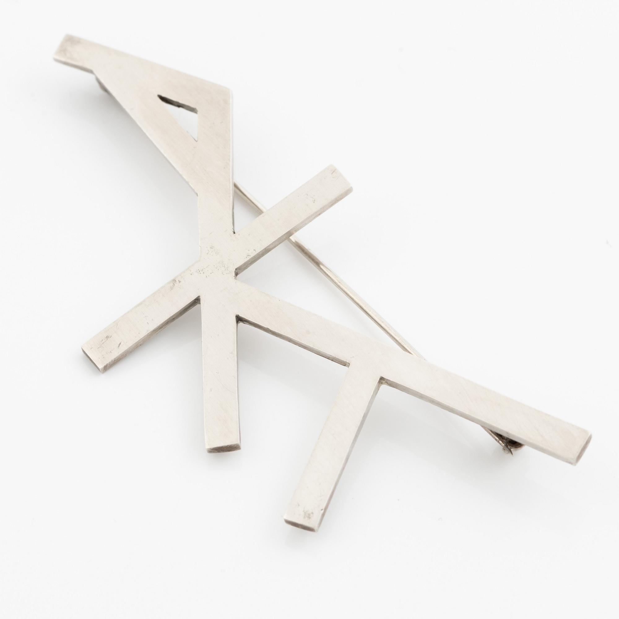 Wiwen Nilsson, monogram brooch, sterling silver, Lund 1946.