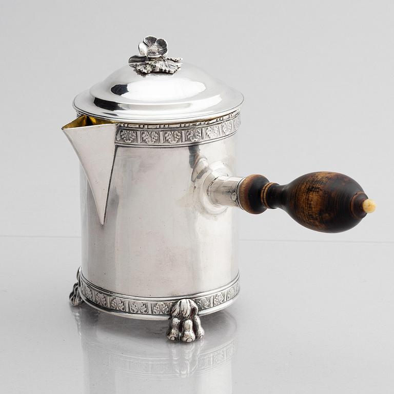 Pehr Zethelius, chokladkanna, silver, Stockholm 1789. Gustaviansk.