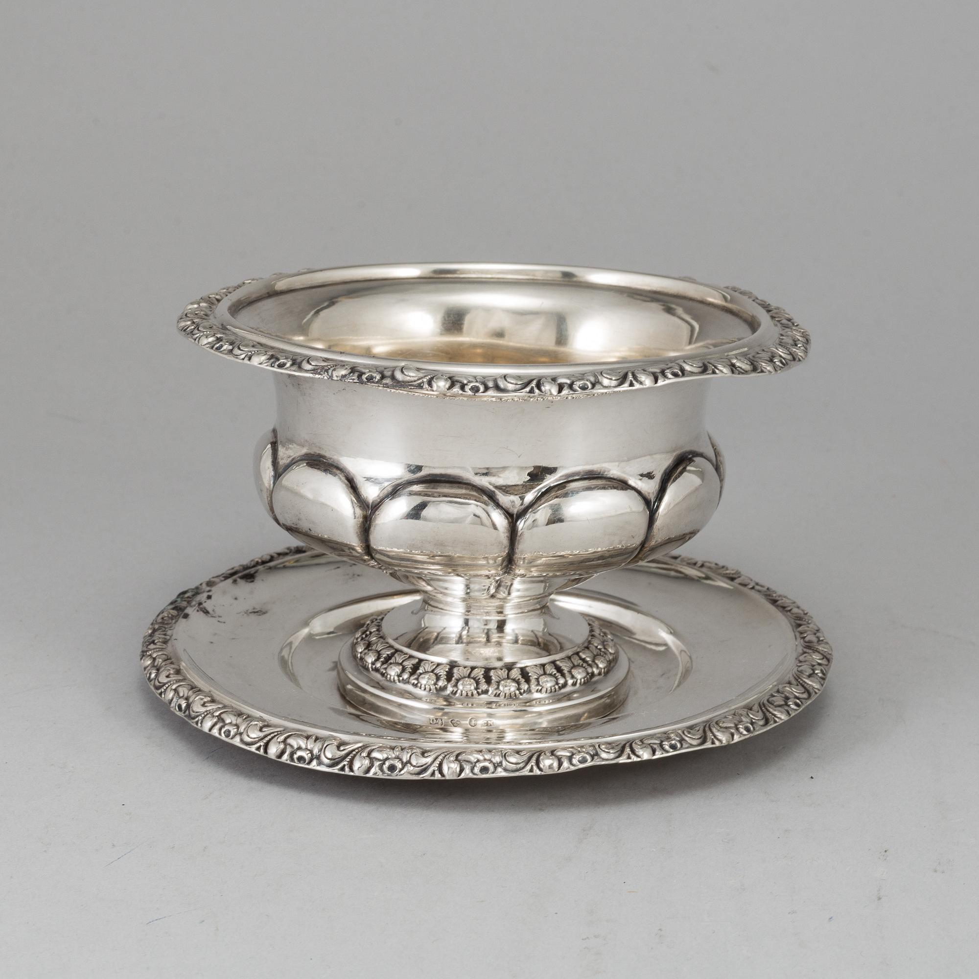 A silver sauce bowl by Carl Nyström Stockholm 1844.