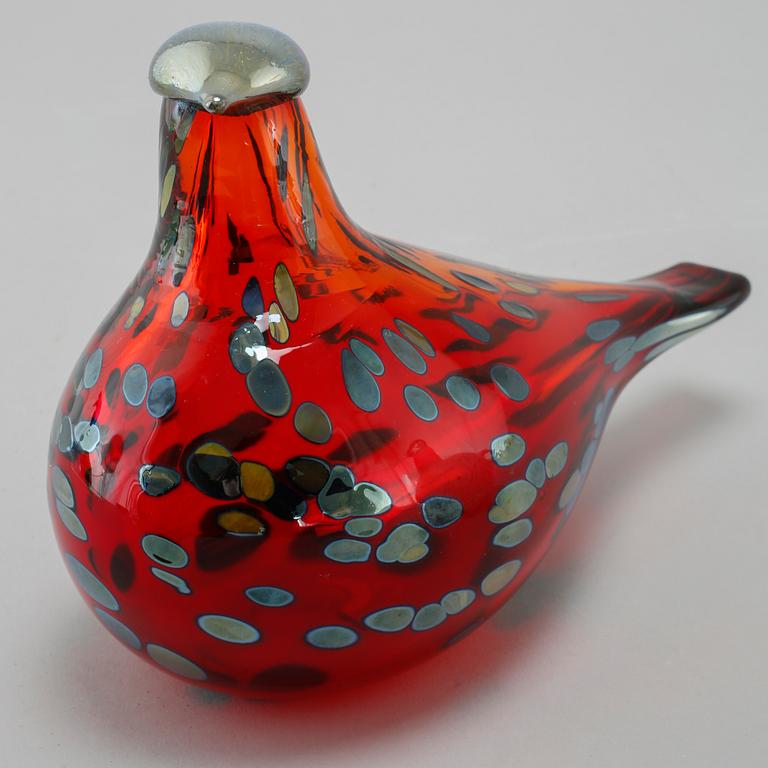 FÅGLAR, 2 st, glas, Oiva Toikka, Nuutajärvi, Iittala, 1900-talets andra hälft,