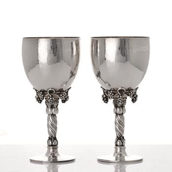 Georg Jensen, a pair of sterling silver wine glasses, Copenhagen 1988 & 1996, design nr 263.