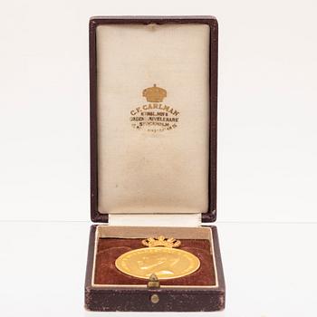 Medalj, guld, "för trohet och flit", Pro Patria, Gustaf V, 1914.