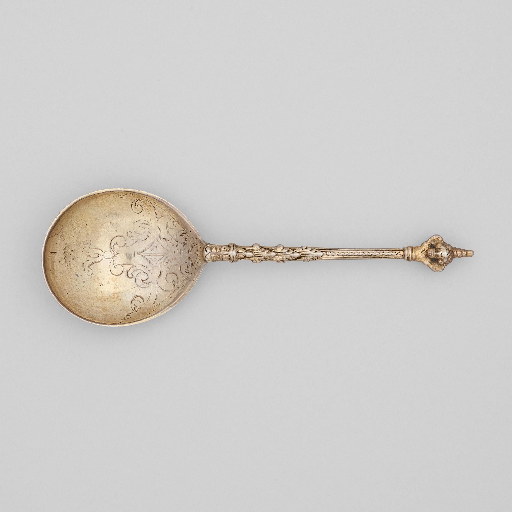 A 17th century silver-gilt spoon, unmarked, possibly Norway.