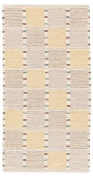 267. Barbro Nilsson, a carpet, 'Falurutan gul S', flat weave, c. 223 x 115 cm, signed AB MMF BN.