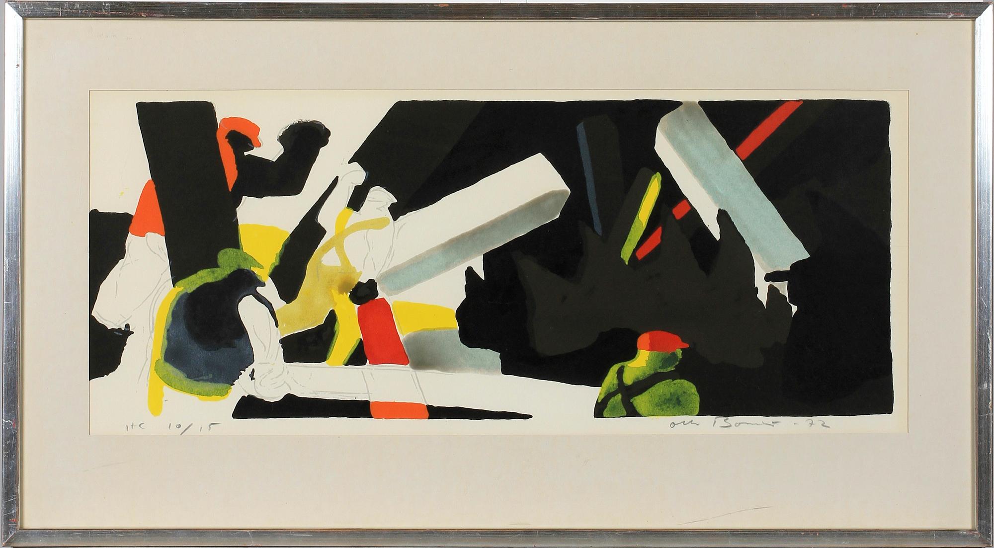 OLLE BONNIÉR, färglitografi, sign, dat -72 o numr HC 10/15.