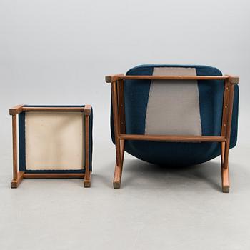 A1960s  'Caravelle' arm chair and ottoman for Puunveisto Oy - Träsnideri Ab, Finland.