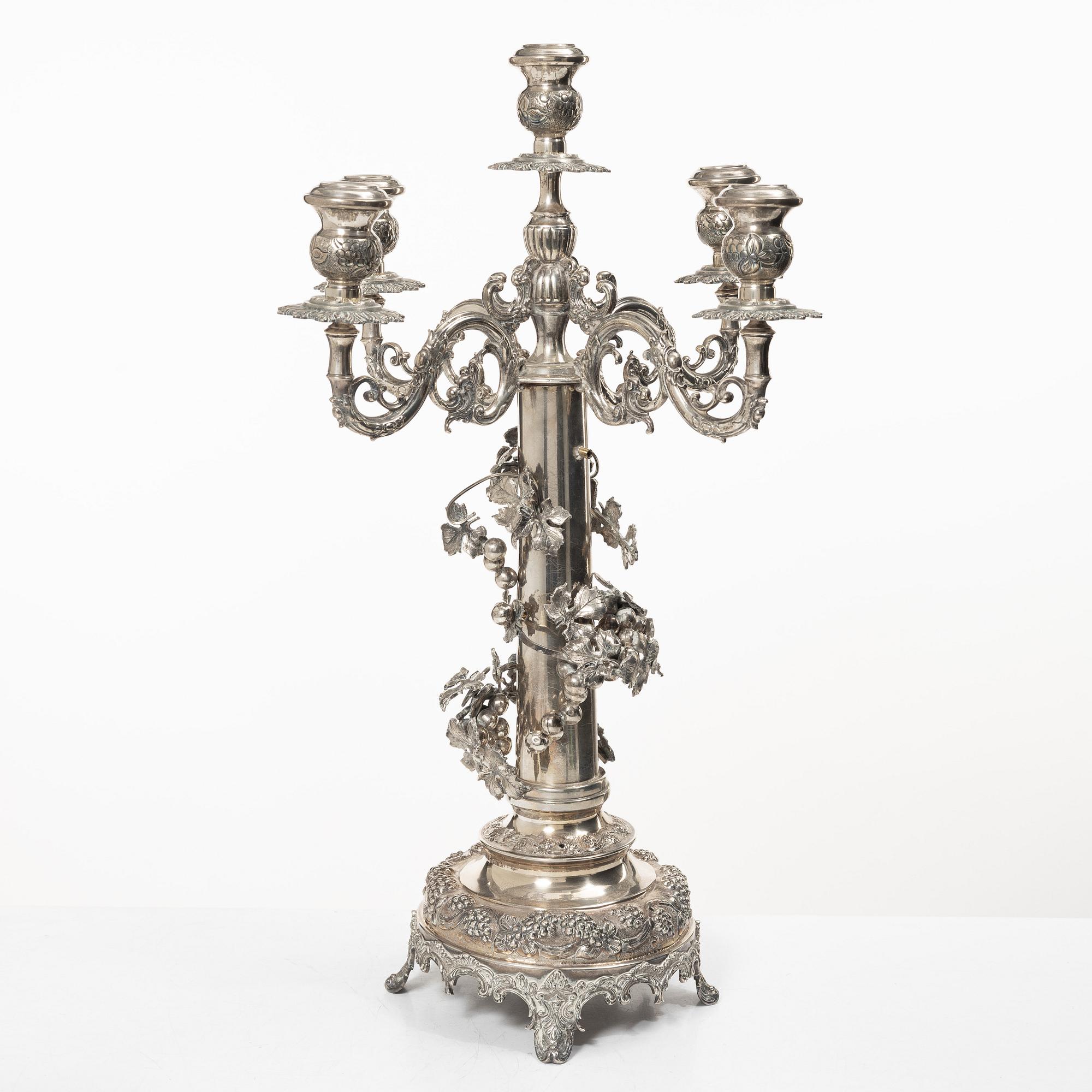Kandelaber, 1900-tal, ostämplad, troligen silver.