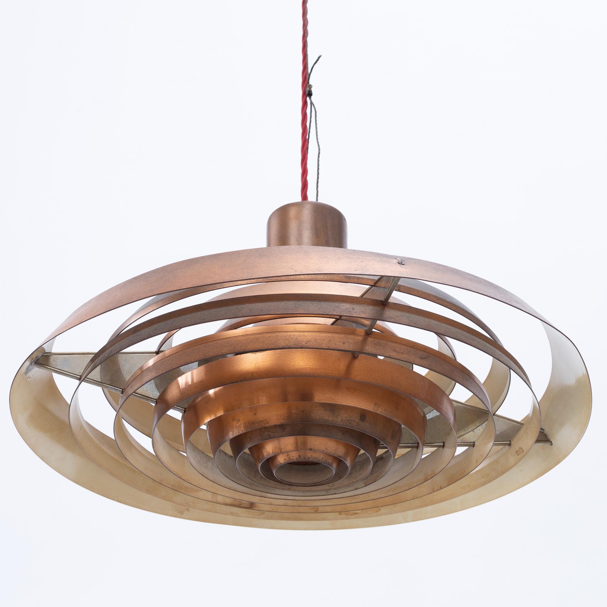 Poul Henningsen, a copper ceiling lamp "PH Tallerken", Louis Poulsen Denmark, second half of the 20th century.
