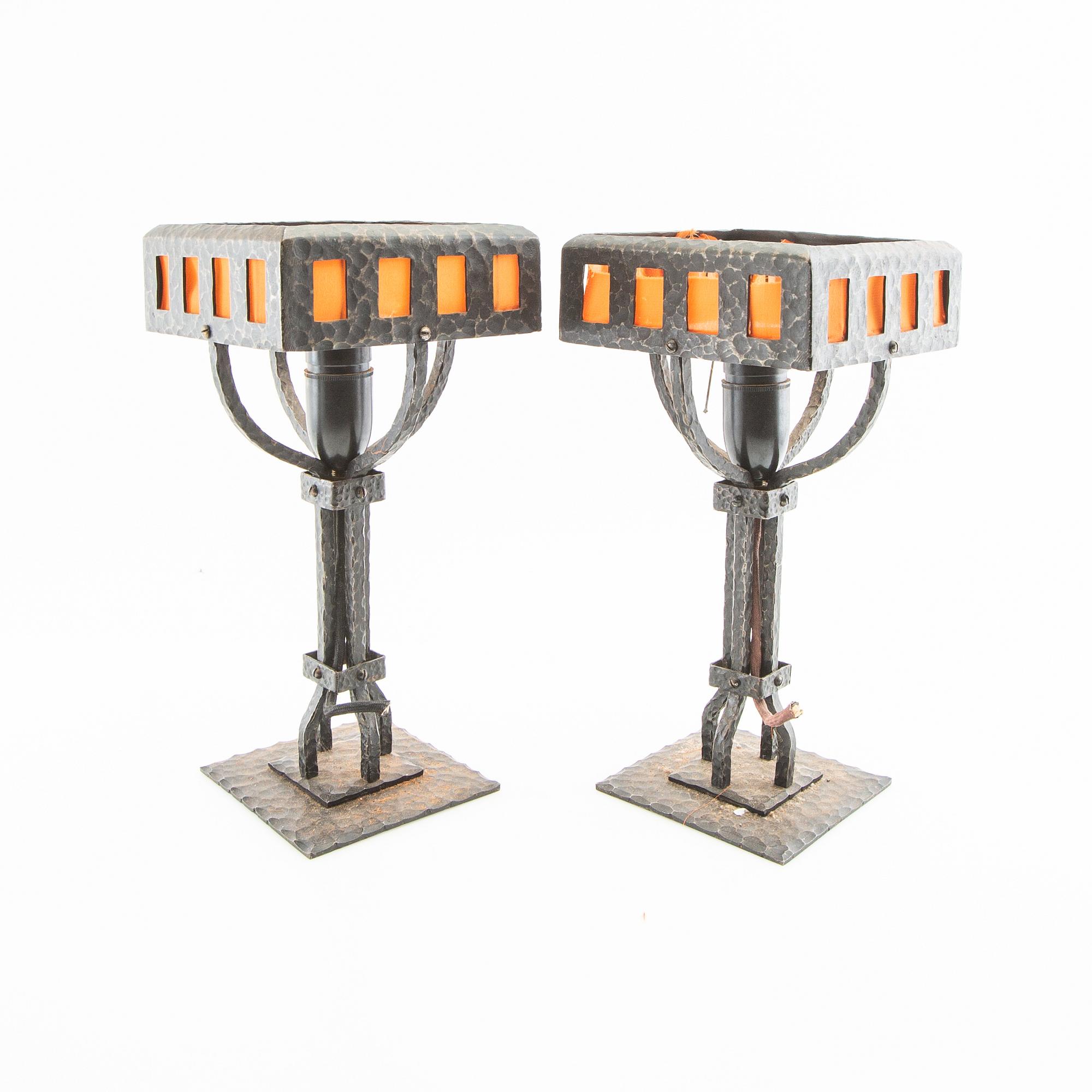 Bordslampor ett par jugend 1900-talets början.