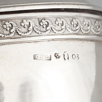 A Swedish early 19th century silver sugar-casket, mark of CP Lampa, Stockholm 1822.