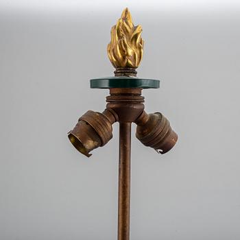 A first half of the 19th century bronze table lamp.