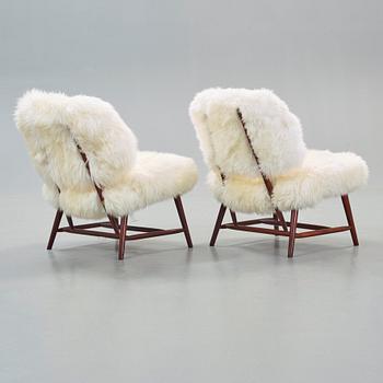 A pair of Alf Svensson 'TeVe' easy chairs, Studio, Ljungs Industrier, Sweden 1950's.