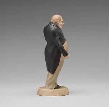 A bisquit porcelain figure of Sobakevich from Gogol's 'Dead Souls', Gardner, Moscow, 1880-1917.