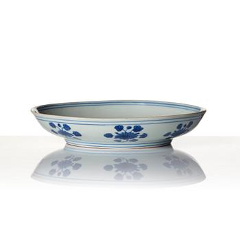 A blue and white dish, Ming dynasty with Jiajing mark and of the period (1522-66).