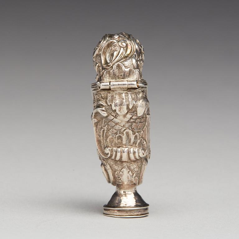 Jöran Stammer, luktdosa, silver, (verksam i Jönköping 1729-1752(-1754)). Rokoko.