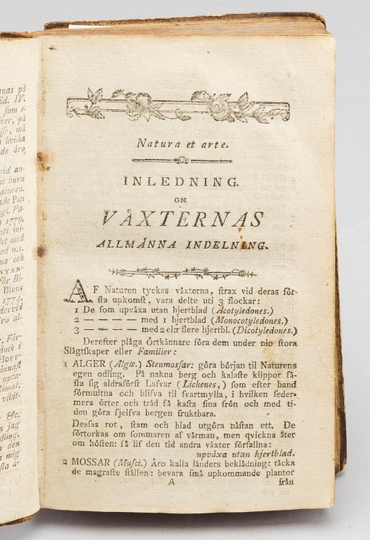 SAMUEL LILJEBLAD, "Utkast til en Svensk Flora..."Tryckt hos Joh. Edmans Enka. Upsala 1792.