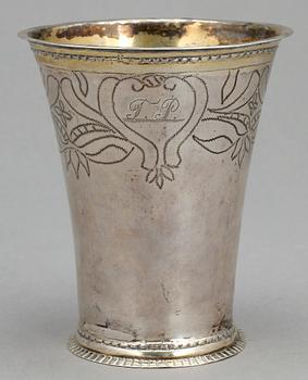 BÄGARE, silver, Berendt Möller, Stockholm, 1724. Vikt ca 70 gram.